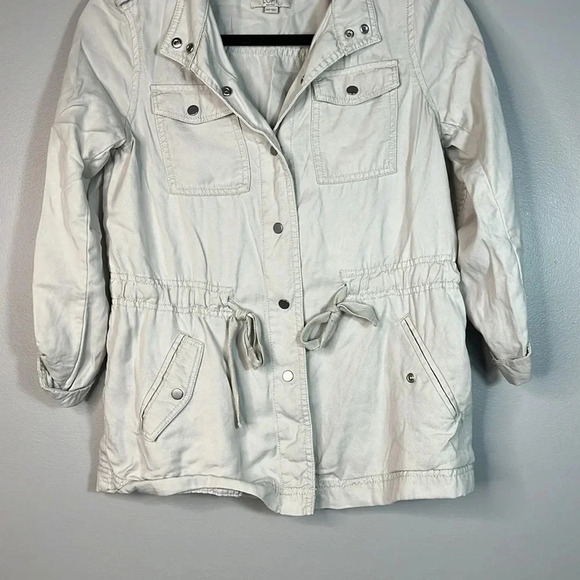 LOFT Cream Lightweight Utility Jacket with Drawstring Waist - XS Petite - EUC - Picture 4 of 11